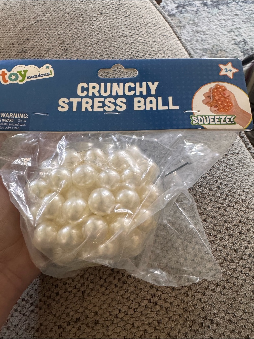 Toymendous crunchy stress ball sensory squishy toy, white